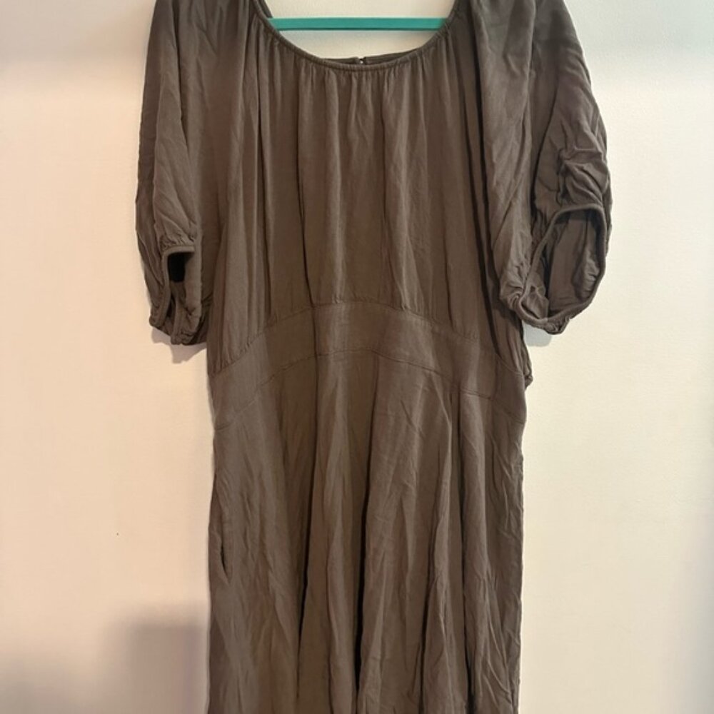 Torrid Gray Asymmetrical Sundress with Puff Sleeves